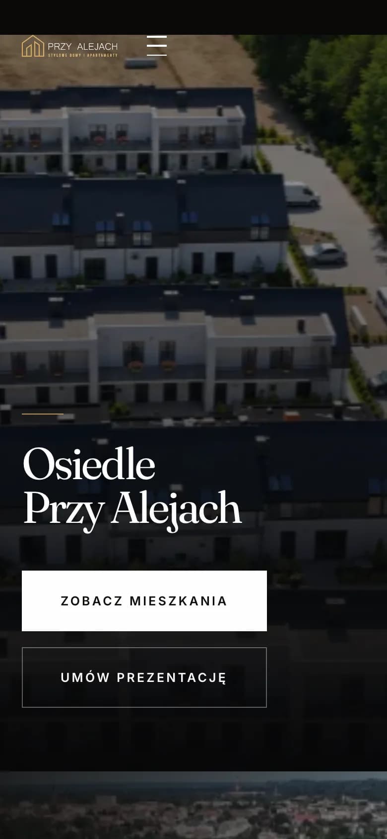 Strona inwestycji Osiedle Przy Alejach, wersja na telefon